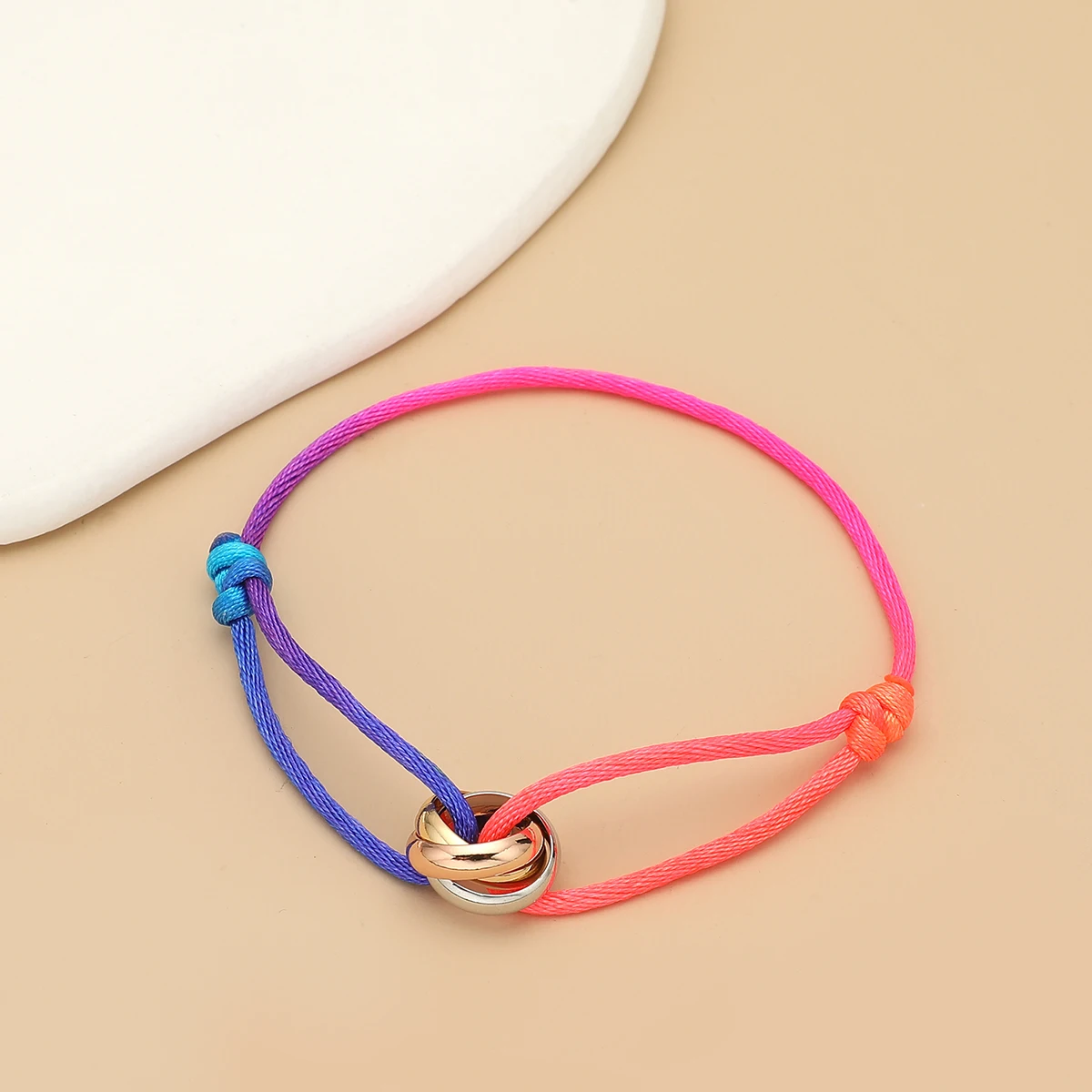 Eenvoudige mode unisex armband 3-metalen ronde cirkel accessoire verstelbare herentouwarmband voor dames sieraden geschenken