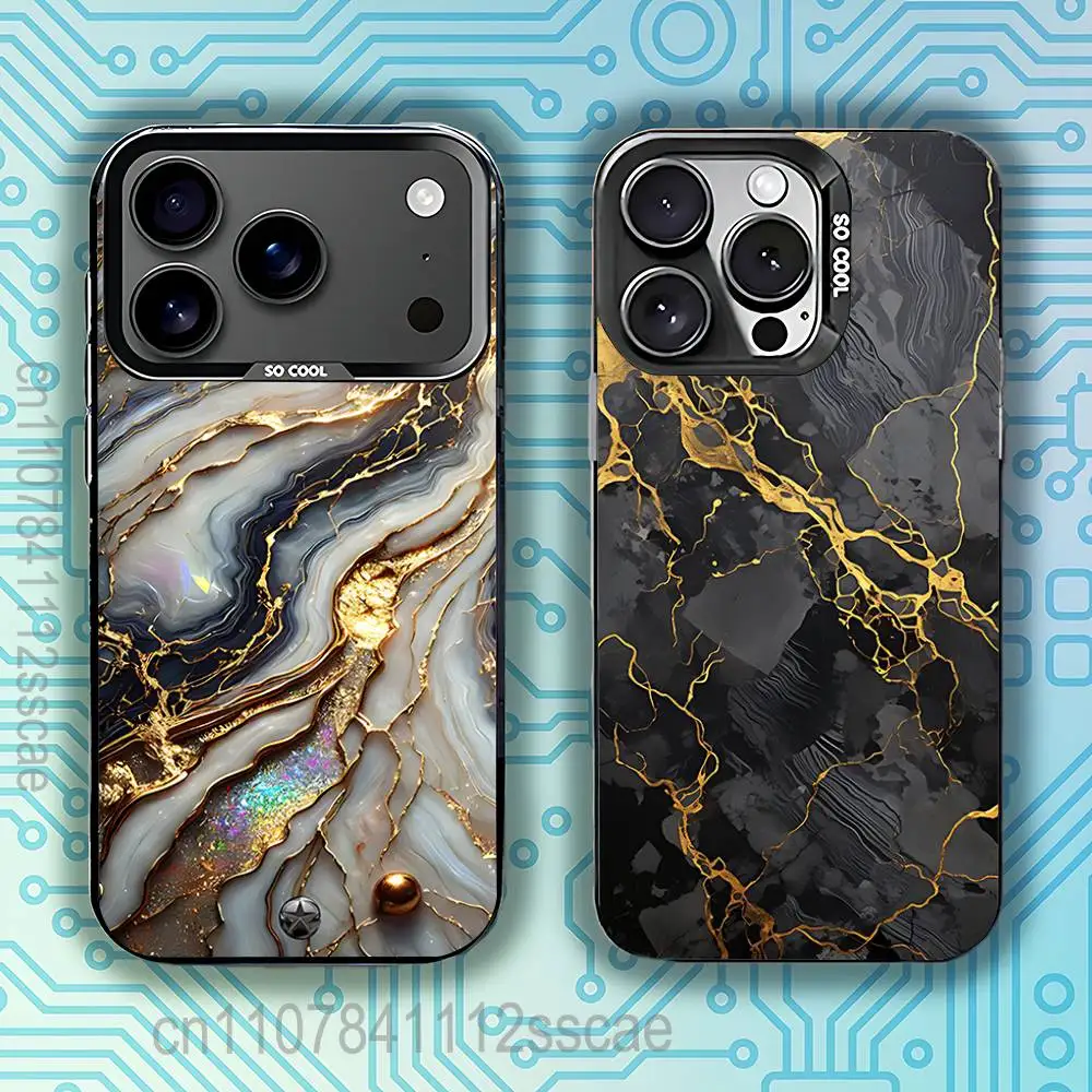 

Cool Marble Art Black Gold Phone Case For iPhone 17,16,15,14,13,12,11,Pro,XS,Max,Plus,Mini,SE4,E Black Matte Shockproof Cover