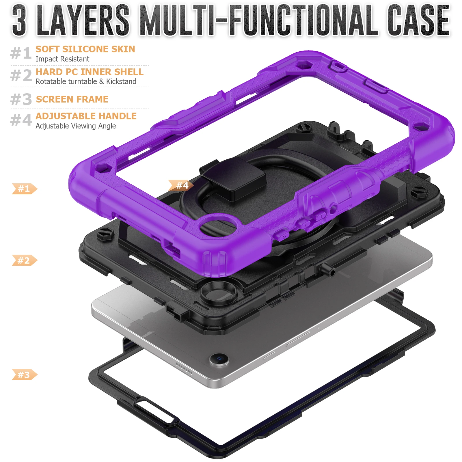 Rotating Stand Case For Samsung Galaxy Tab A9 2023 8.7 inch SM-X110 X115 X117 Heavy Duty Cover With Handle Grip Shoulder Strap