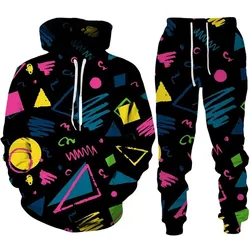 Autumn Fashion Funny Graffiti Men's Hoodies 3D Printing Sportswear Sweatshirt Set Hip Hop Casual Two-piece Set Men's Clothing