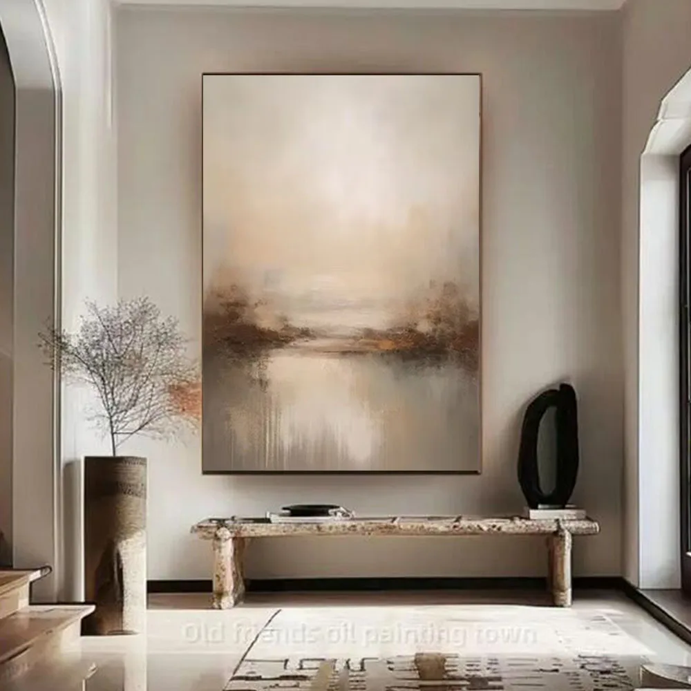 

Fashionable wall decoration murals, Wabi Sabi style large-scale handmade oil paintings, abstract canvas art, home aesthetics