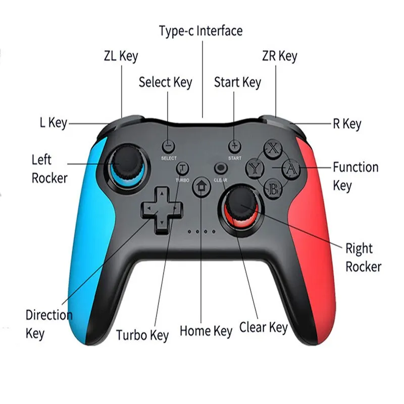 GAMINAlbanMG25Z-Manette de jeu sans fil Bluetooth pour Nintendo Switch, manette PC PS3, manette de jeu à vibrations pour touristes, sans décalage