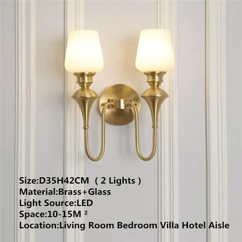 BERTH Contemporary Brass Wall Lamp American Retro LED Living Room Bedroom Study Room Hotel Villa Model Room Hall Way Aisle Ligh