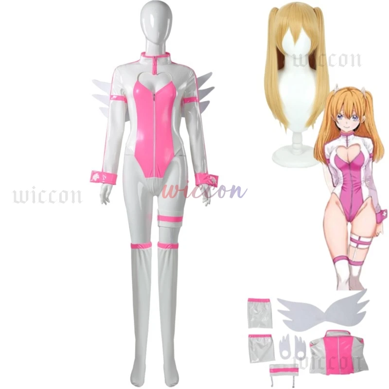 Anime 2.5 Dimensional Seduction Amano Lilysa Liliel Cosplay Costume Wig PU Uniform Jumpsuits Woman Sexy Lovely Carnival Suit