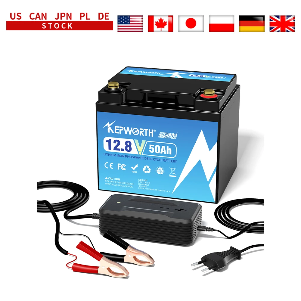New 12.8V 50Ah Lithium Iron Phosphate Battery Deep Cycle LiFePO4 Built-in BMS For Motors, Scooters, Campers Golf Cart Off-Road