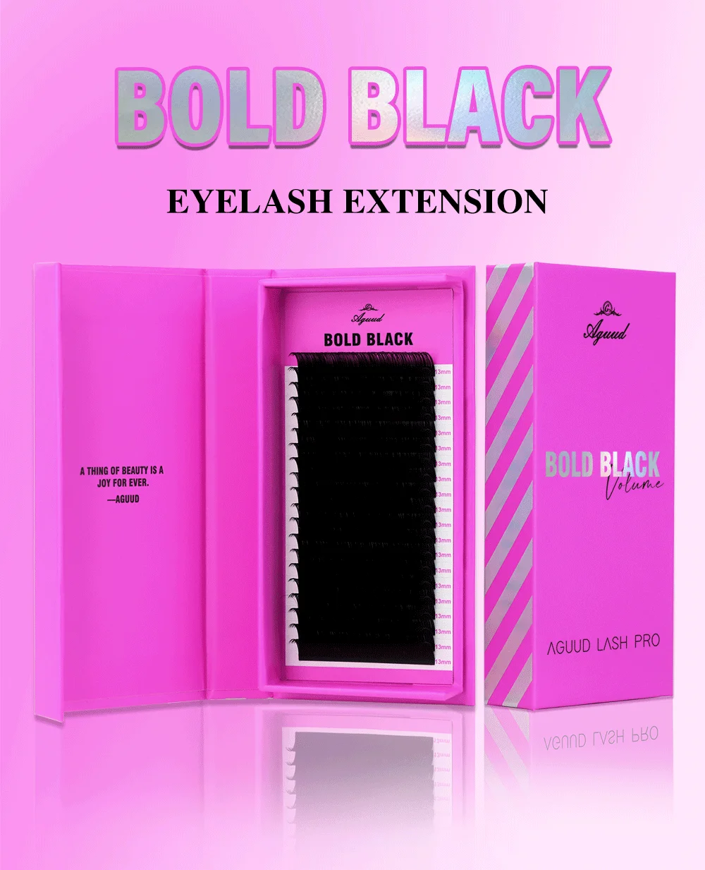 AGUUD Verbesserte 20-Reihen Ultra Matte Bold Black Wimpernverlängerungen Einzeln 0.03 0.05 0.07 0.10 Premium Weiche Volumen-Wimpern Nerz – Detail 1