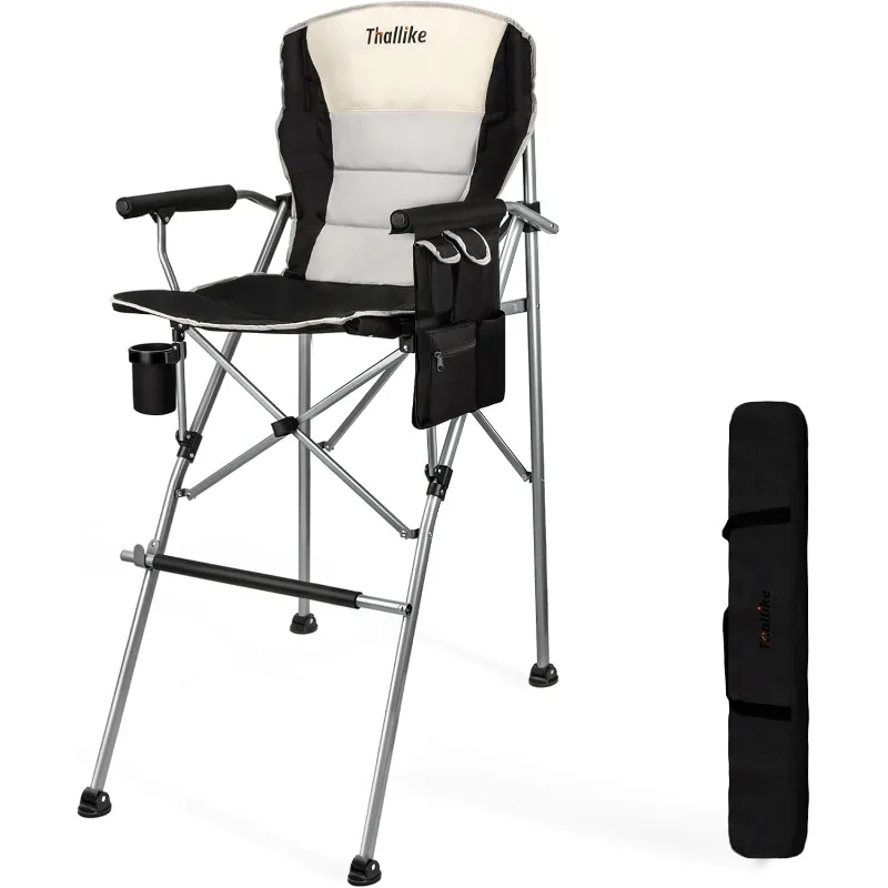 Portable Camping Bar Height Folding Photoshoot Chairs  -Directors Makeup Salon High Chairwith Stroage Bag Cup Holder N