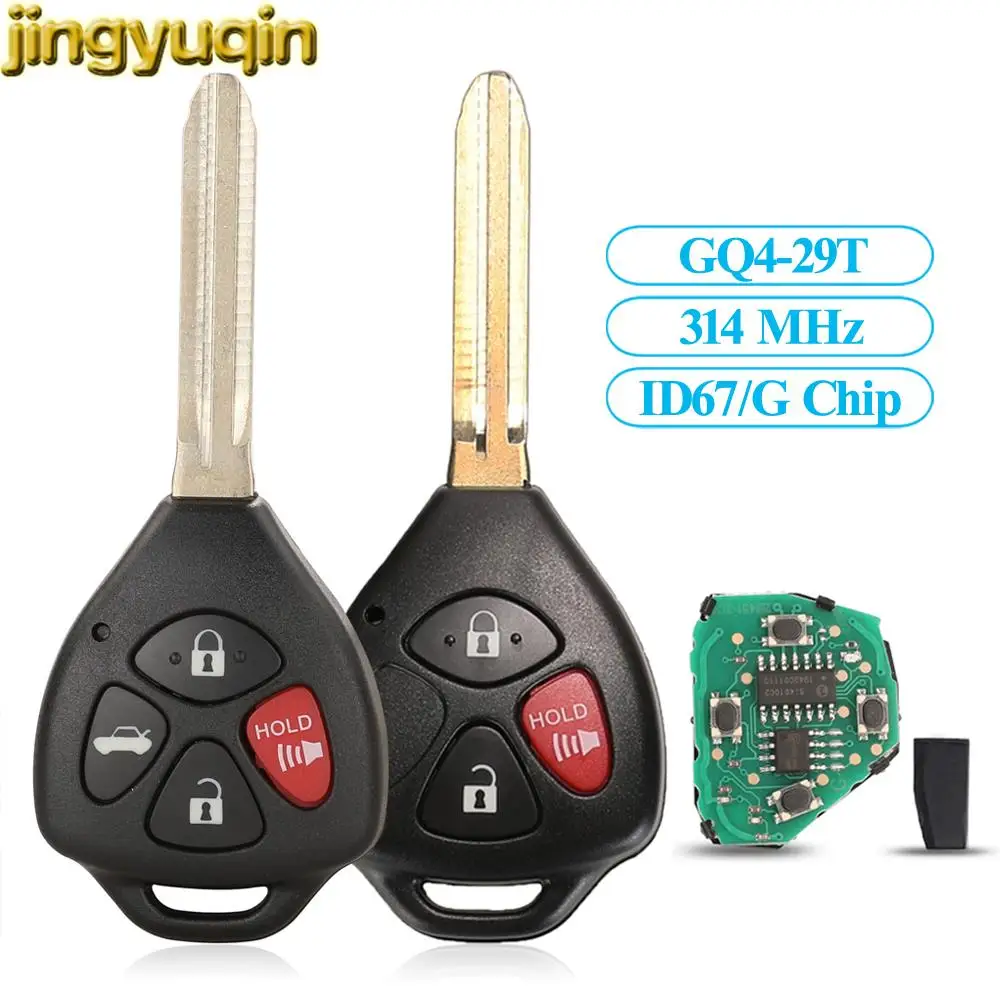 Jingyuqin Remote Car Key Control 314Mhz ID67/G Chip For Toyota Corolla 2010 2011 2012 2013 GQ4-29T 3/4 Buttons Fob