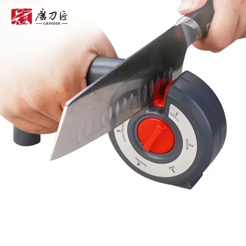 TADEA TG2106 Tungsten 6 in 1 Stages Handheld Rotatable Manual Professional Diamond Knives Kitchen Knife Sharpener System