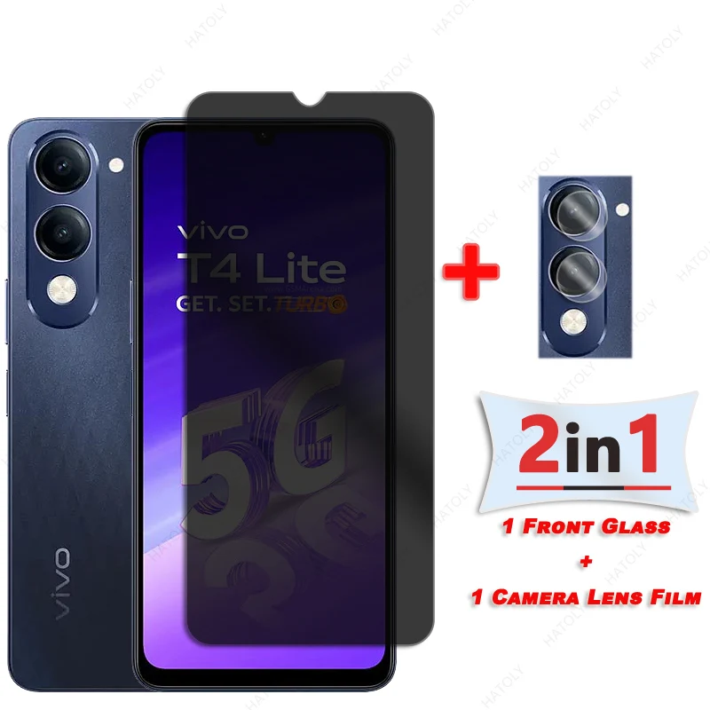Privacy Screen Protector For vivo T4 Lite Glass For vivo T4 Lite Anti Glare Camera Protector Anti-spy Glass For vivo T4 Lite 5G