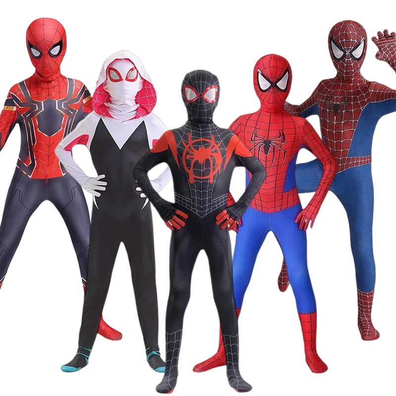 

Superhero Spiderman Costume Jumpsuit Miles Gwen Spider Man Cosplay Costume Zentai Bodysuit Mask Suit Halloween Party Costumes