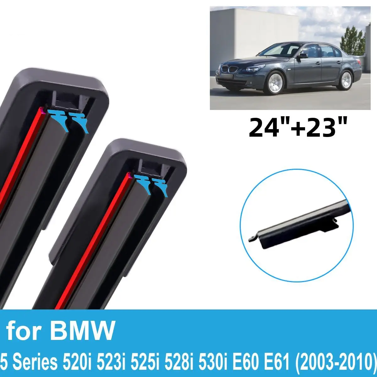 

2PCS Car Wiper Blades for 2003-2010 BMW 5 Series E60 E61 Front Double Rubber Accessories 2003 2004 2005 2006 2007 2008 2009 2010
