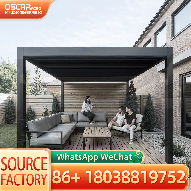Modern Outdoor Aluminum Louvered Bioclimatic Pergola Easy Assemble 3*5 5*10 10*15 Patio Gazebo for Garden Backyard Terrace pergo