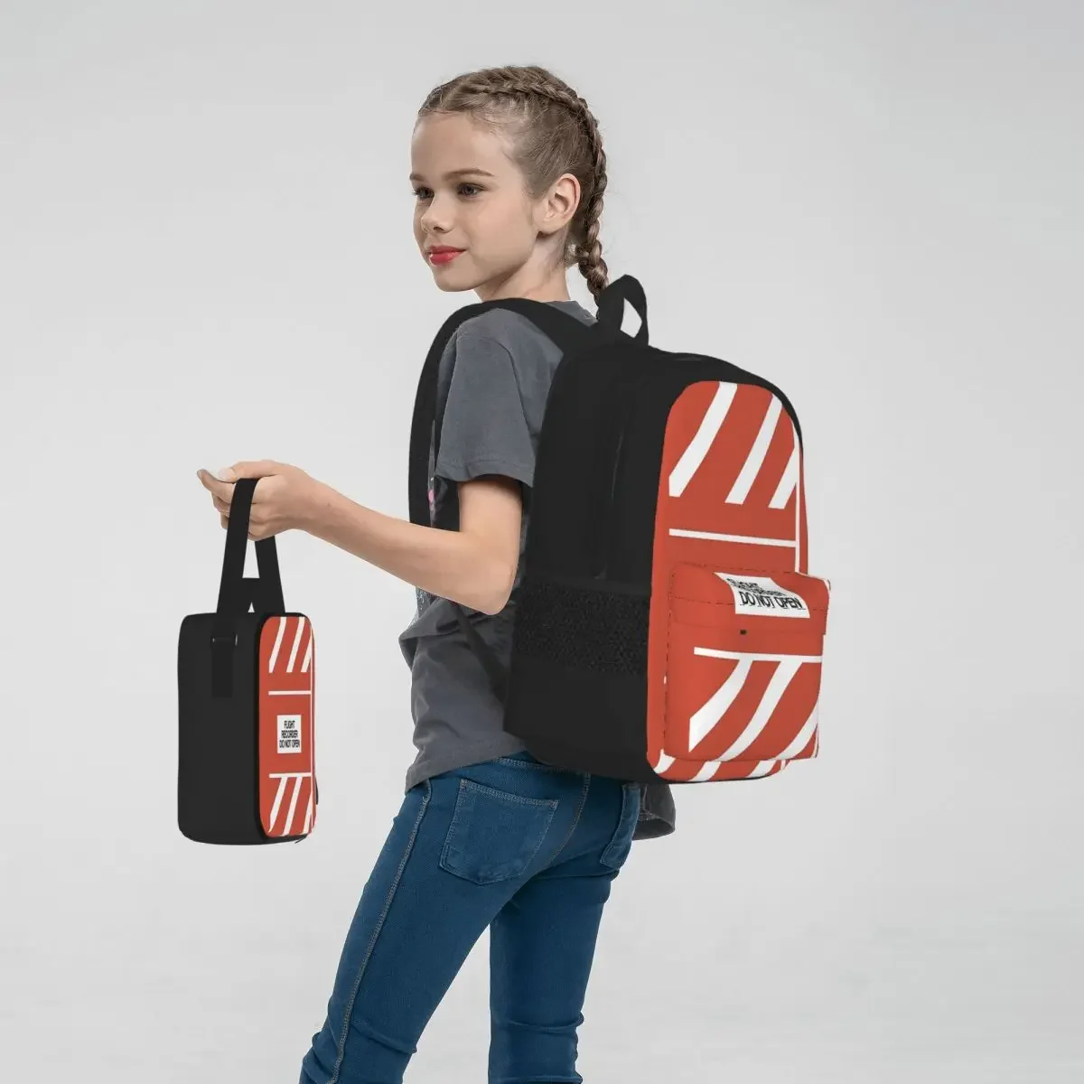 Flight Recorder Mochilas para meninos e meninas, sacos escolares infantis, mochila infantil, lancheira, saco de caneta, mochila, conjunto de 3 peças