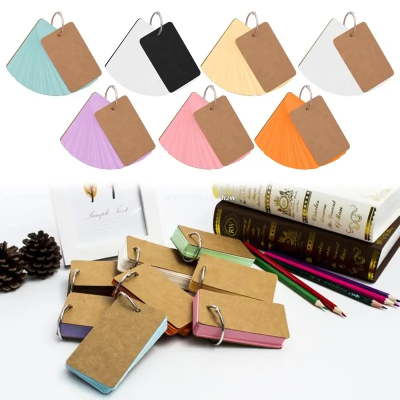 Binder Ring Flipping Flash Card DIY Combinable Study Cards Mini Lined Memo Pad DIY Bookmark Blank Index Cards Dropship