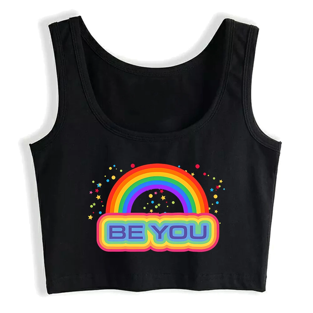 Be You Design قوس قزح جرافيك مثير سليم صالح المحاصيل الأعلى سعيد فخر شهر LGBTQ القطن تانك القمم مثليه الإبداعية بروتيل