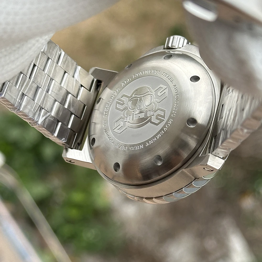 Steeldive relógio de mergulho masculino 46.5mm esporte automático relógio de pulso mecânico 25000m à prova dwaterproof água luminosa safira nh35 moldura cerâmica