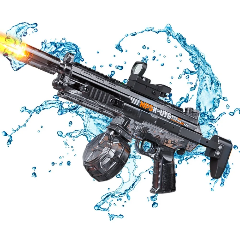 MP5K Full Automatic Water Gun Toy with Retractable Stock Linked Recoil Mechanism Water Pistol Summer Outdoor Beach Shooting Game