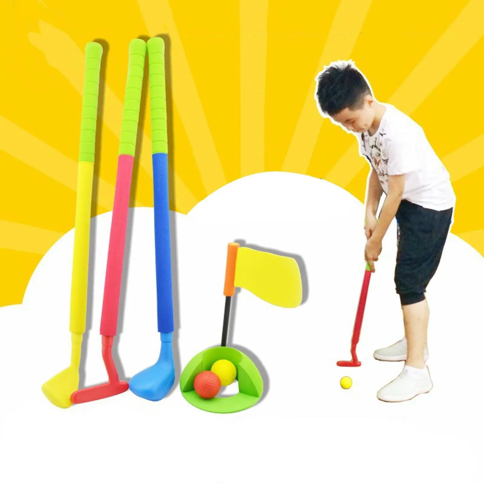 Kids Golf Set Lawn Early Educational Golf Club Set Toy for 3 4 5 6 Years Old