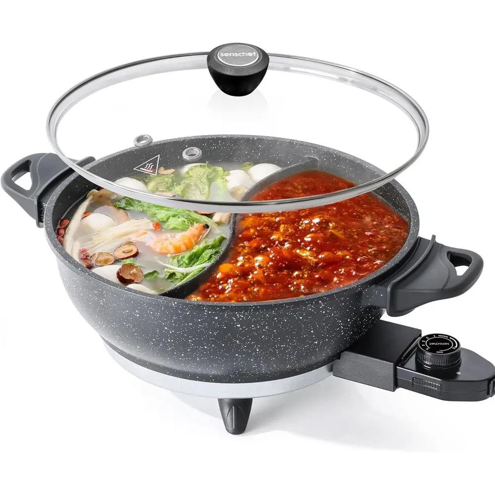 

TWIN™ Electric Hot Pot with Divider | EvenHeat Cast Non-Stick Pot or No-Spot Cooking | 1500W ast Heating | Dual-lavor Shabhabu P