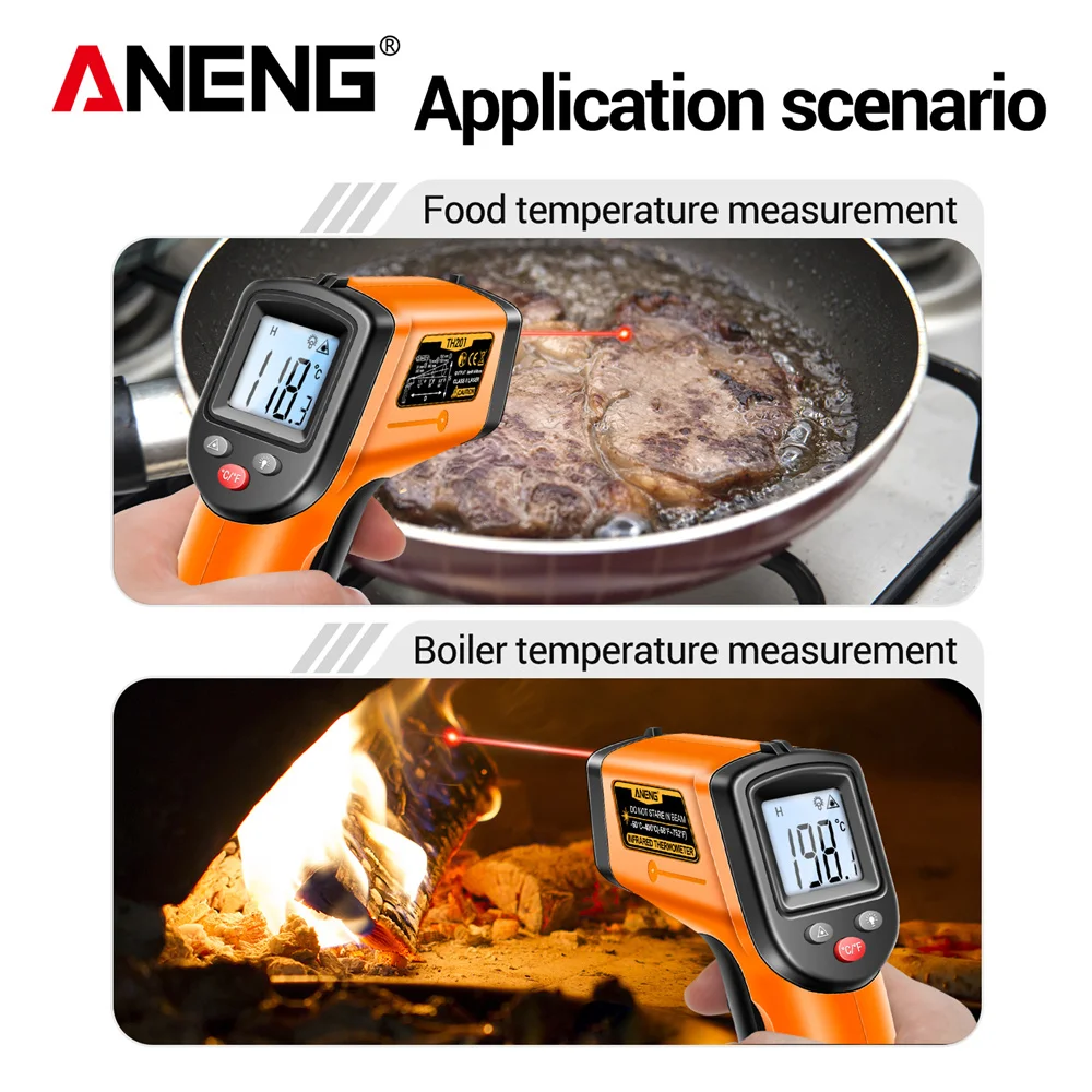 ANENG TH201 High sensitivity digital infrared measuring gun hygrometer backlight screen laser positioning non-contact temperat