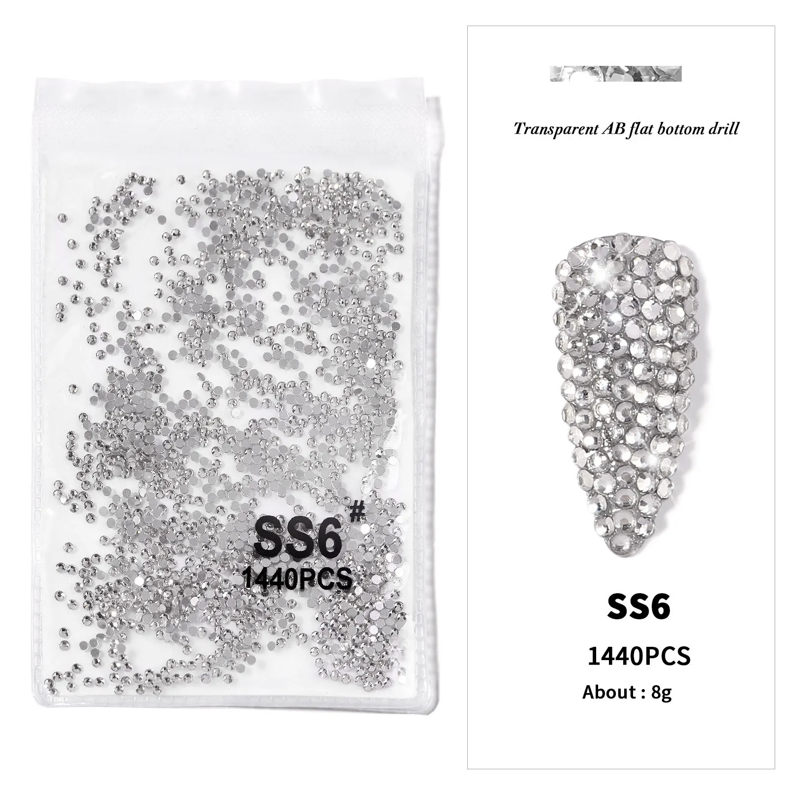 AB/Klar 1 Tasche Nagel Strass Größen SS3-SS12 1440 stücke Nagel Kunst Dekoration Flatback Glas Steine Glänzende Edelsteine DIY edelsteine