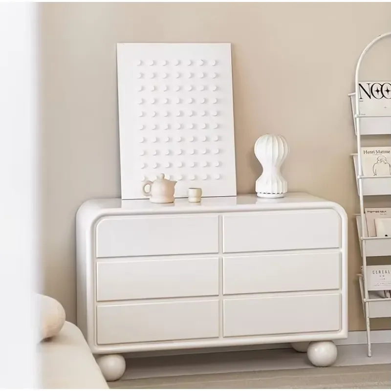 Cream Style Home Lockers Free Installation Living Room Storage Cabinet For Children Toys Clothes Snacks Organizer Shelf Unit