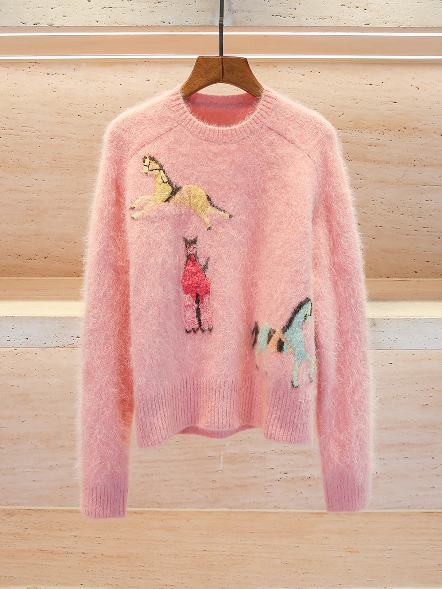 

Sweet And Gentle Knitted Sweater Women's Premium Winter Faion Embroidered Long Sve round Ne Top Comfortable Fit Knitwear