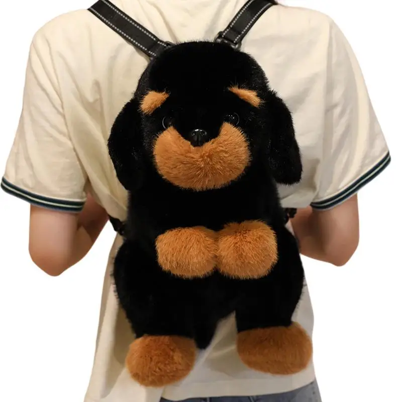 

Cartoon Animal Plush Backpack Stuffed Soft Dobermann Beagle Dog Cat Double Shoulder Bag Plushie for Kids Gift