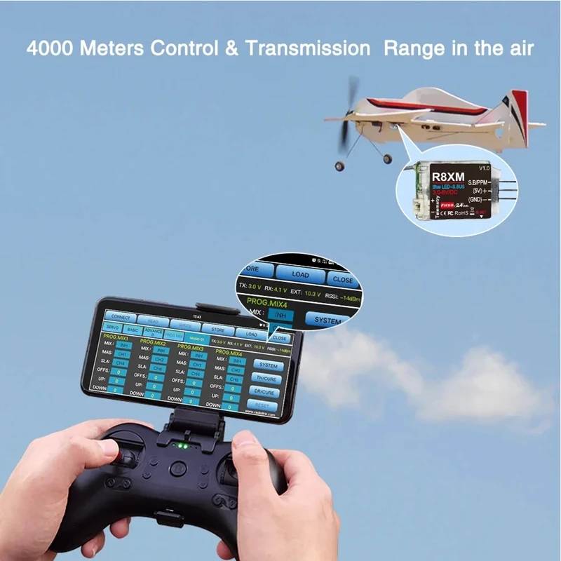 8 Channels Mini Receiver R8XM 2.4Ghz Integrated Telemetry Vehicle Voltage 4000 Meters Control & Telemetry Distance