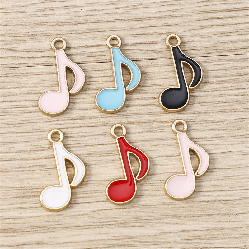 10 Stück 12x20mm Niedliche Emaille-Musiknoten-Anhänger für Schmuckherstellung Ohrringe Halsketten Armbänder DIY Bastelzubehör – Detail 2