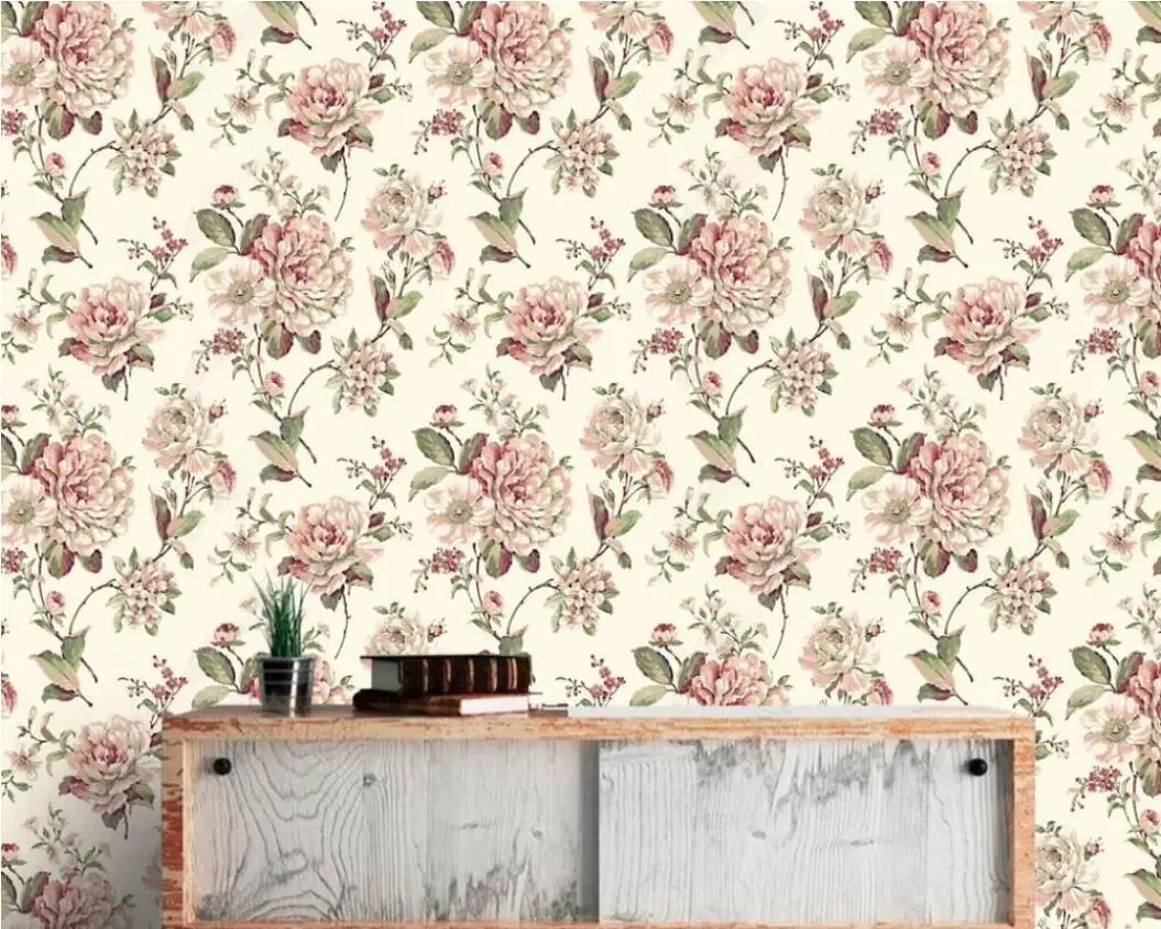 European hand painted peony flowers floral Wallpaper tiled background Wall home decoration a variety of materials 3D Wallpaper