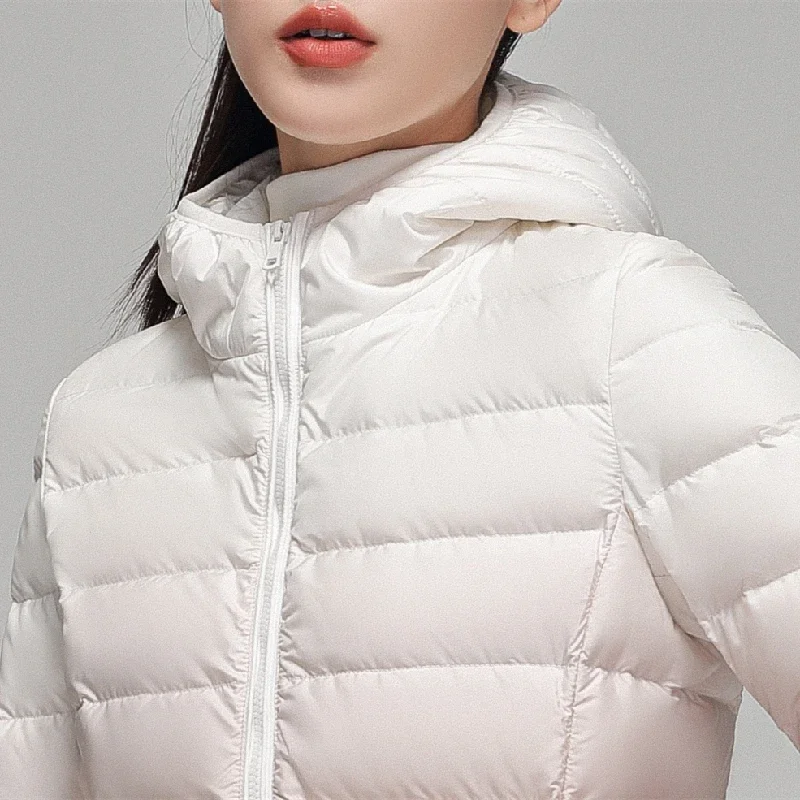 Women Gradient Designer Puffer Jackets 2023 Autumn/Winter New Female  Hooded Slim Fit Ultra Lightweight Keep Warm Down Coats