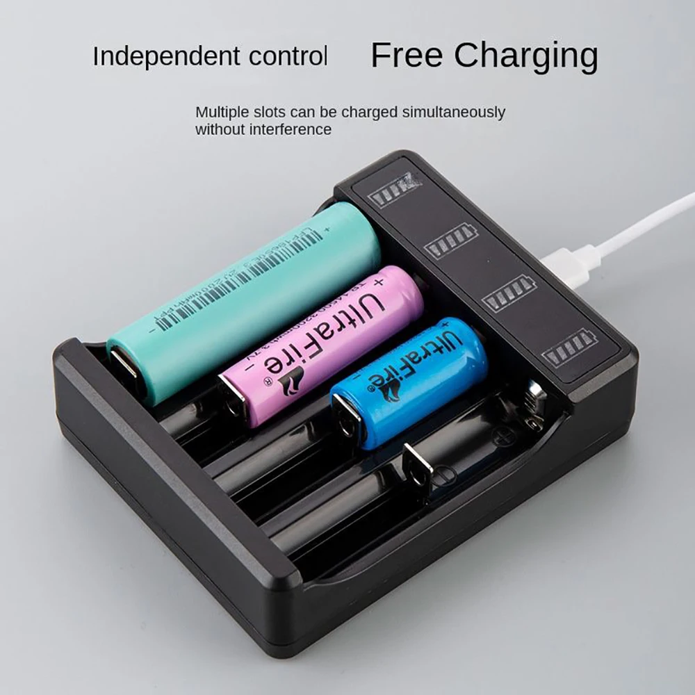 18650 Battery Charger Black 2/4 Slots DC 5V Charger For 18650 14500 10440 Battery 3.7V Rechargeable Lithium Battery Charger