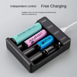 18650 Battery Charger Black 2/4 Slots DC 5V Charger For 18650 14500 10440 Battery 3.7V Rechargeable Lithium Battery Charger