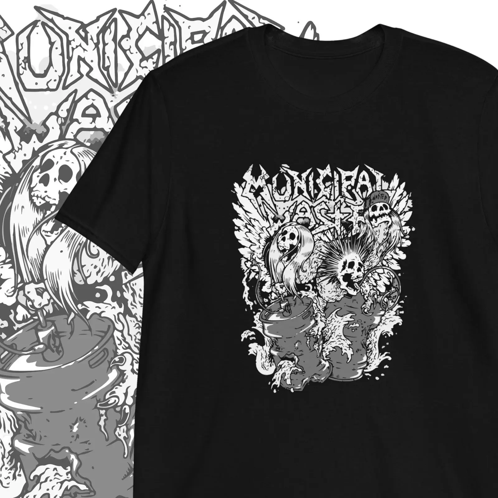 Municipal Waste T Shirt Metal Band Merch vintage Washed Slightly streetwear Casual Stretched Comfortable homme Soft
