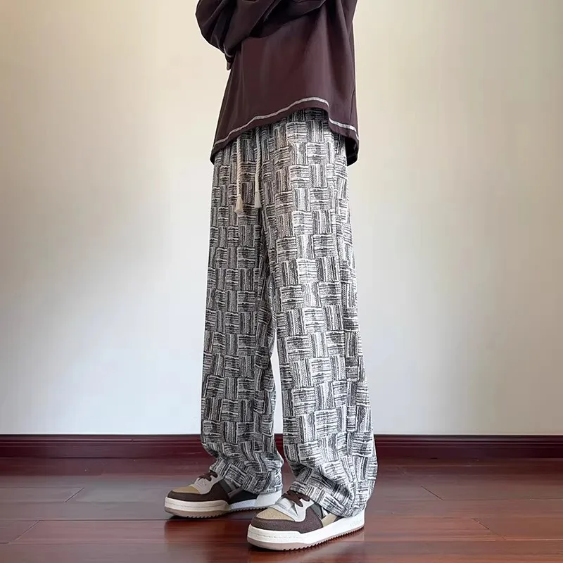 

Thiened Fce Lined Loose Sports Casual Pants for Men Autumn Winter Working Outdoors Wide Leg Straight Cut Trousers