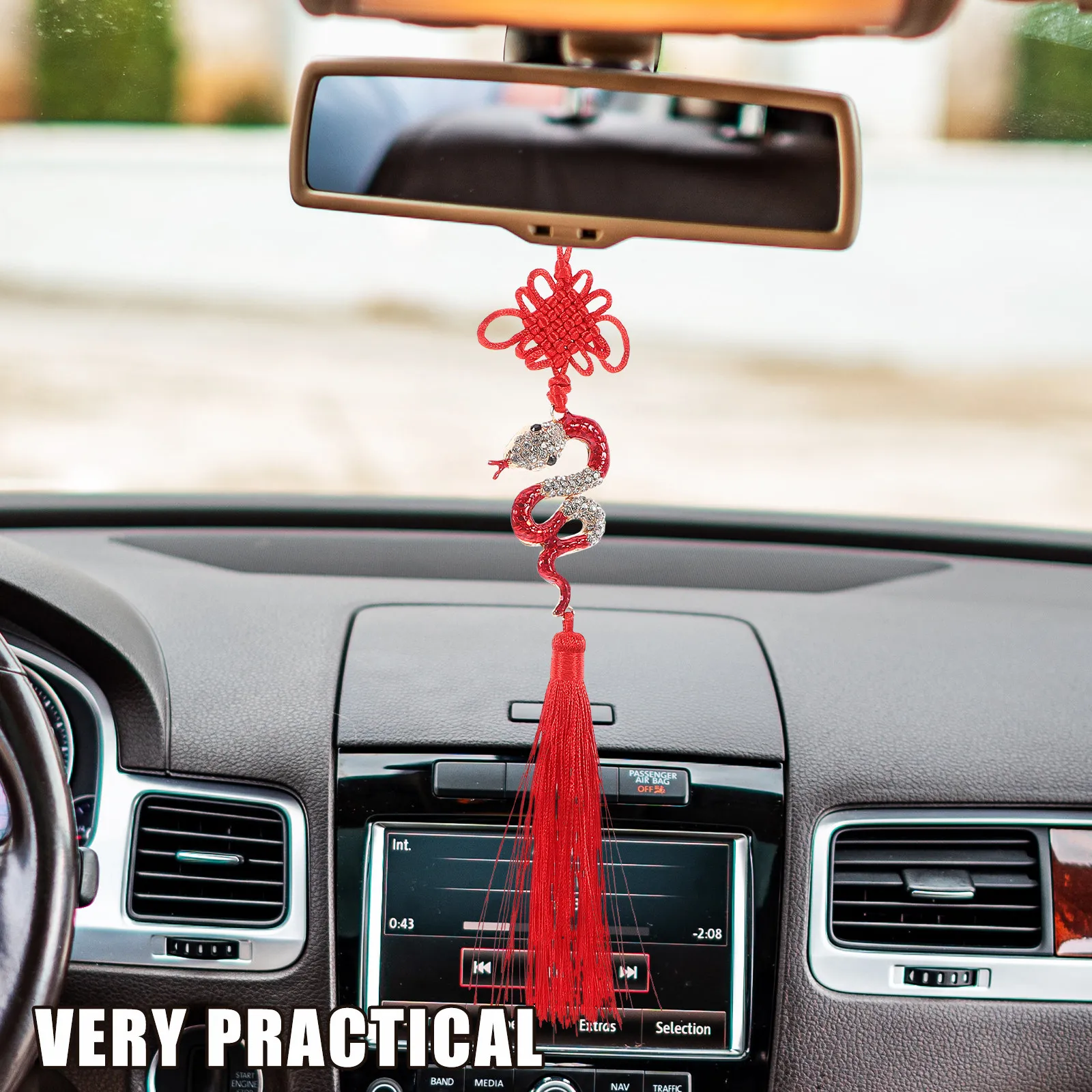 Snake Year Chinese New Year 2025 Tassel Hanging Pendant Lucky Charm Feng Shui Car Ornament Wealth Success Decor
