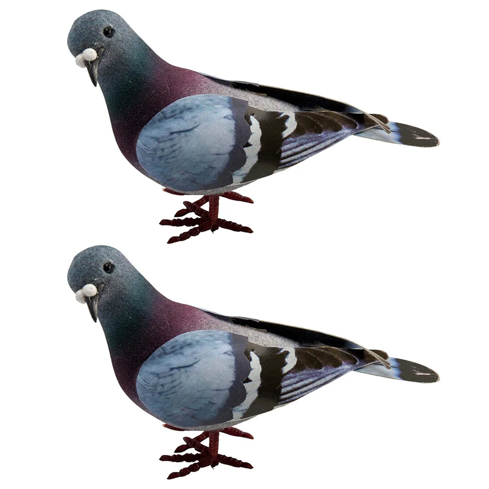 

2 Pcs Figurine Realistic Pigeon Figurines Landscape Dove Decorations Decorate Bird Baby