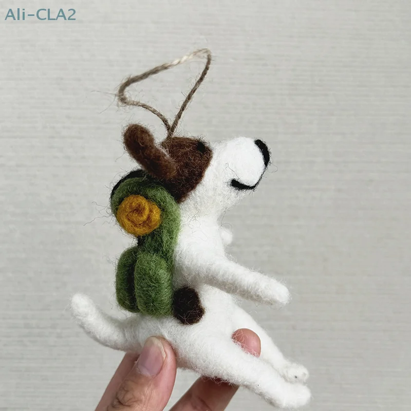 Cute Puppy Dalmatian Three-dimensional Pendant Ornaments Keychain Bag Hanging Handmade Wool Felt Finished Product