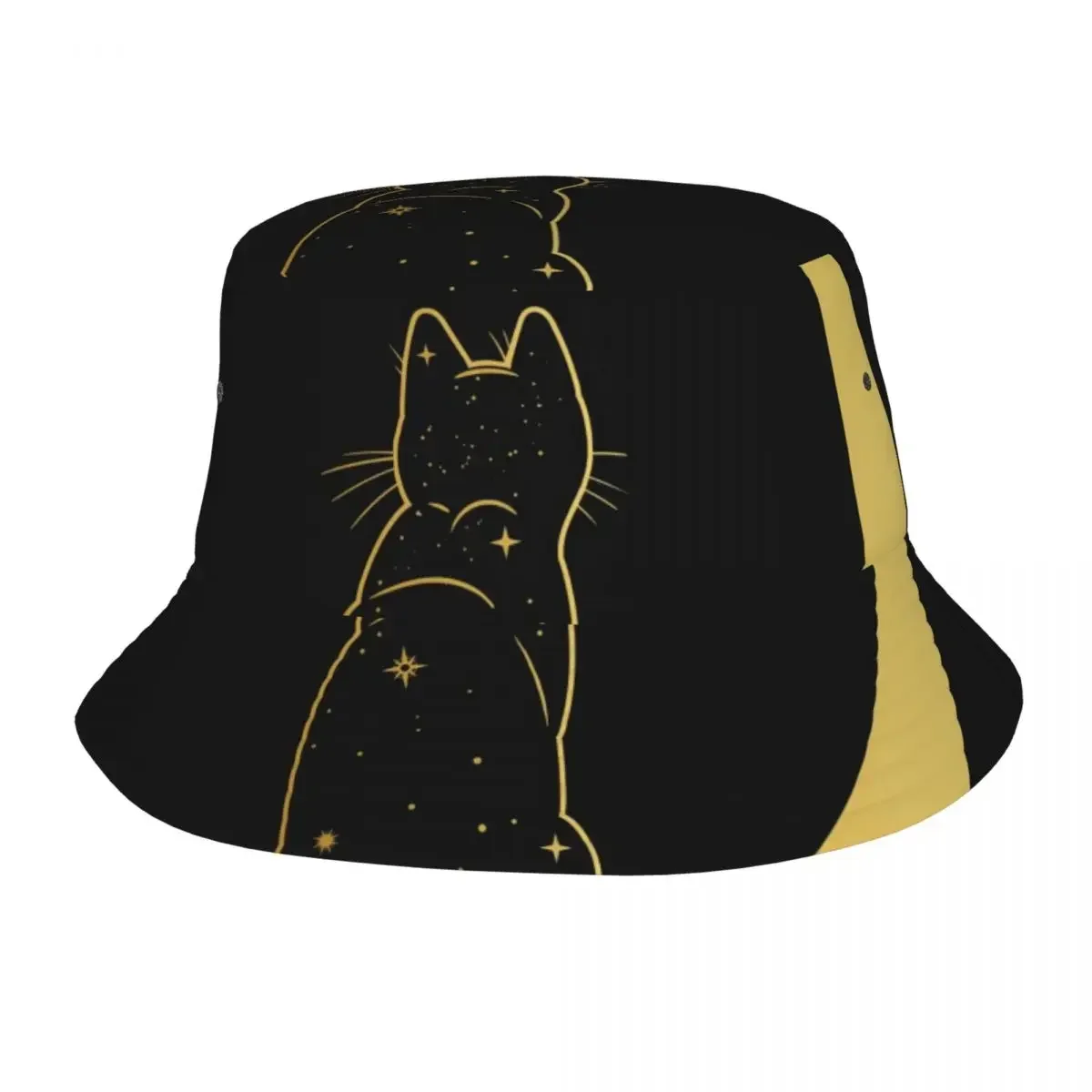 Cat Sitting On The Crescent Moon Fisherman Cap Hip Hop Gorras Summer Unisex Bucket Hat Outdoor Beach Camping Hiking Fishing Caps