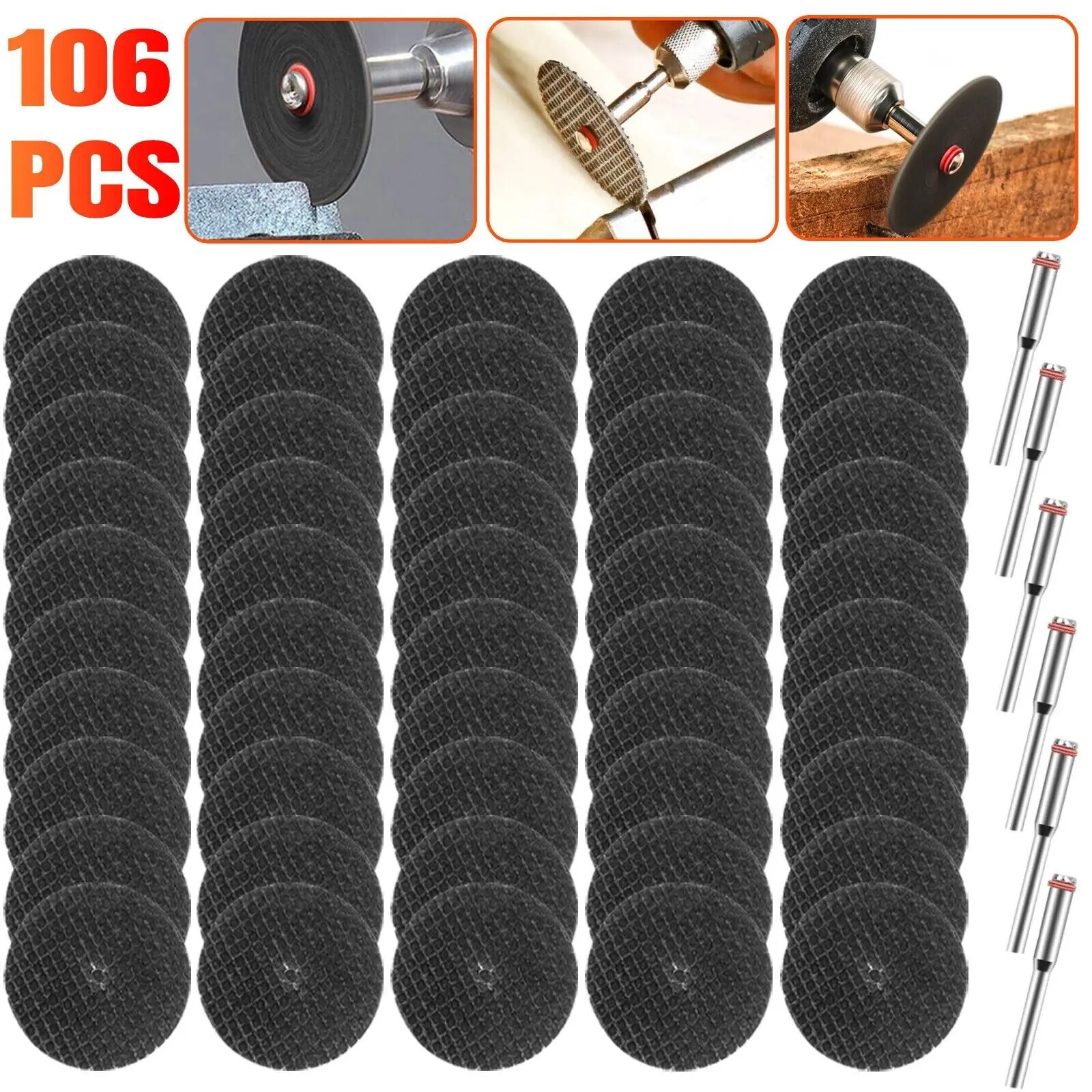 106Pcs 1/8in Fiberglass Reinforced Cutting Wheel For Dremel Rotary Cut Off Disc