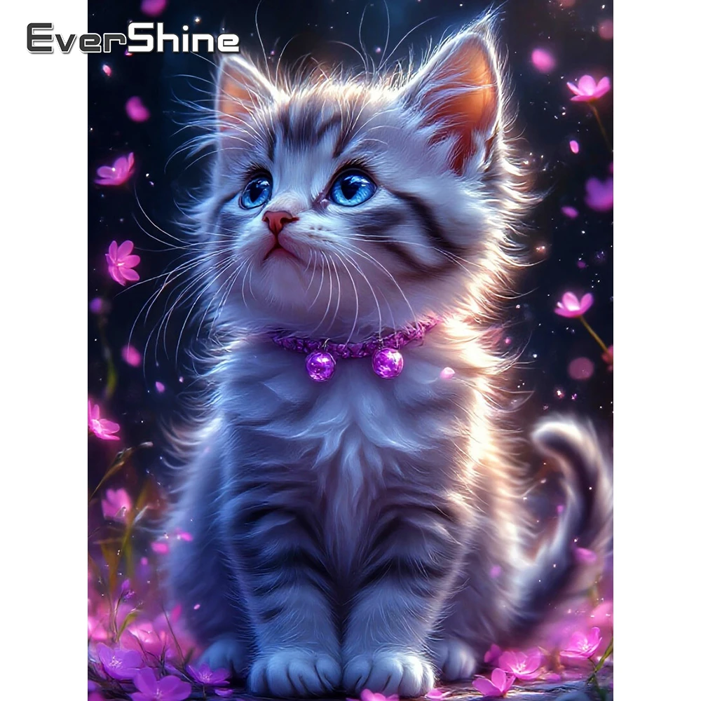 Evershine Diamant Malerei Katze Bild von Strass Kreuzstich Mosaik Tier Stickerei Blume 5D DIY Kit handgemachtes Geschenk