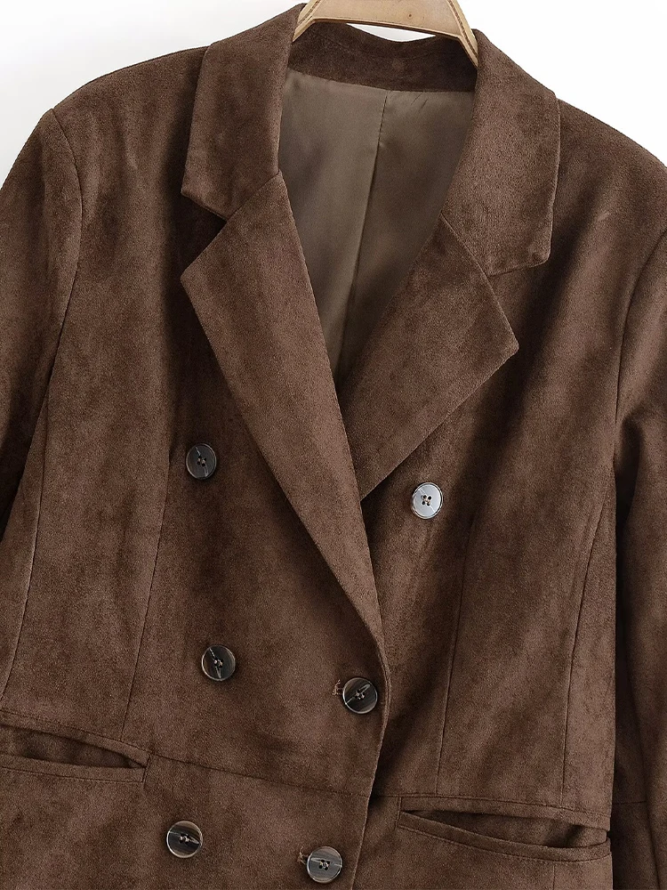 欧米風2025年秋新作レディース服万能ダブルブレストスーツジャケット（肩パッド付き）