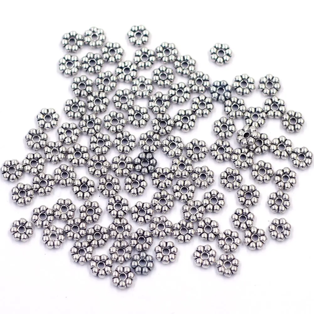 1500 قطعة خزر عازل زهرة صغيرة فضية لهجة الزنك معدن ل قلادة سحرية النتائج بها بنفسك 6x2 مللي متر #5