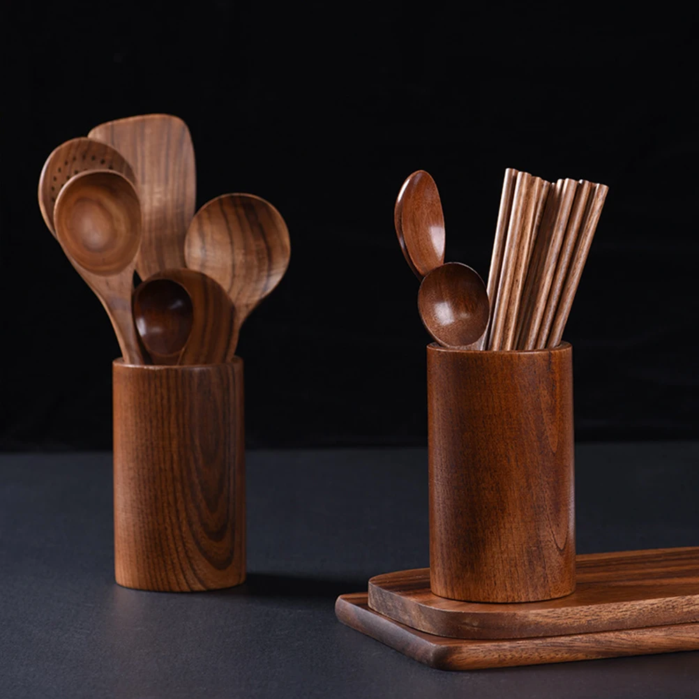 

Wooden Tableware ganizer 15X9CM Utensil Canister Cutlery Holder Kitchen Storage Pen Container Spoon Fork Chopstick Keeper