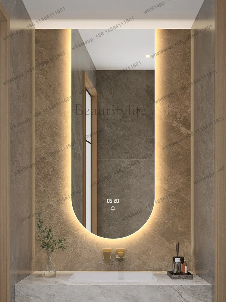 yj32 Creative smart bathroom wall mounted arch light mirror toilet vanity mirror