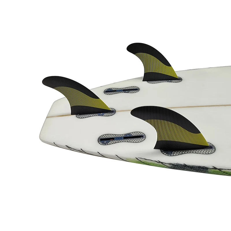 Surfing Fins Black With Yellow Surfboard Fins UPSURF FCS 2 M/L Quilhas Fibreglass Double Tabs 2 Funboard Fins Beach Accessories