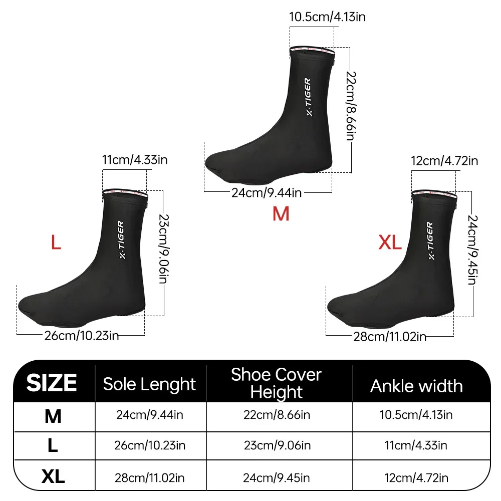 X-TIGER Winter Cycling Shoes Cover Thermal Fleece MTB Bike Overshoes Sports Overshoes Waterproof Warmers for Bicycle Shoes