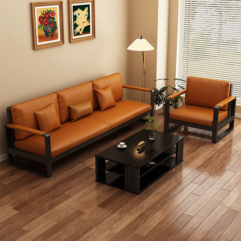 

Sofa living room small apartment fabric double sofa cat claw leather three economical household industrial wind